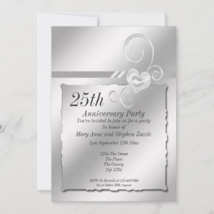 Silberne Hochzeitstag Herz Einladung