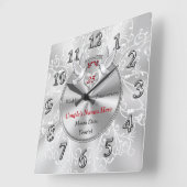 Silberne Hochzeitstipendien, Geschenkideen, Jubilä Quadratische Wanduhr (Winkel)