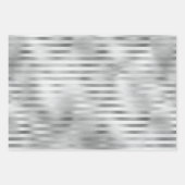 Silberne Imitat Foil Mix und Match 3 Geschenkpapier Set (Vorderseite)