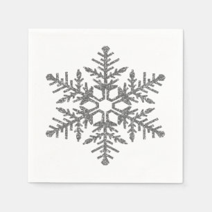 Silberne Imitat-Glitzer-Schneeflocke Serviette