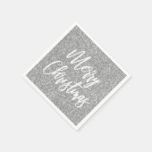 Silberne Imitate Glitzer Frohe Weihnachtskalligrap Serviette (Ecke)