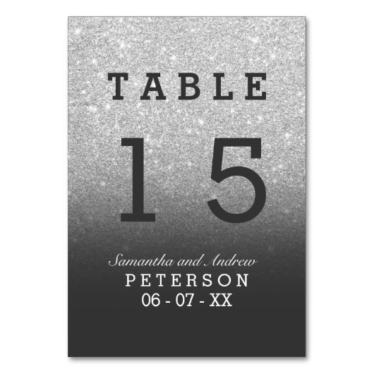 Silberne Imitate Glitzer grau ombre Trautisch Tischnummer (Rückseite)