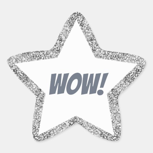Silberne Imitate Glitzer Wow! Lehrer Stern-Aufkleber (Vorderseite)