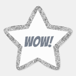 Silberne Imitate Glitzer Wow! Lehrer Stern-Aufkleber
