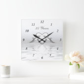 Silberne Jahrestags-Delphine und Herz Quadratische Wanduhr (Zuhause)