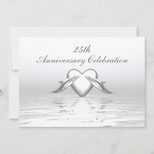 Silberne Jubiläumsdeln und Herz Einladung (Vorderseite)
