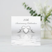 Silberne Jubiläumsdeln und Herz Einladung (Stehend Vorderseite)