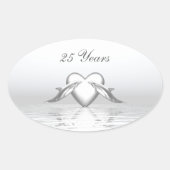 Silberne Jubiläumsdeln und Herz Ovaler Aufkleber (Vorderseite)