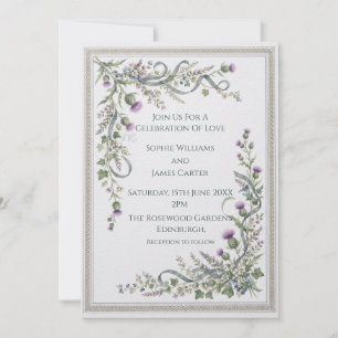Silberne keltische Blumen-Hochzeitseinladung Einladung