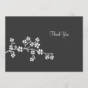 Silberne Kirschblüten-Flat-Card-Dankeskarte Einladung