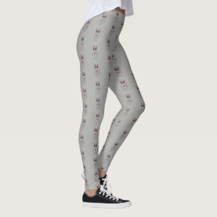 Silberne Kitty-Katze Cartoon-Muster auf Hellgrau Leggings