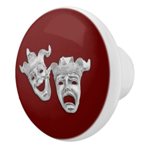Silberne Komödien- und Tragödienmasken Theater Keramikknauf