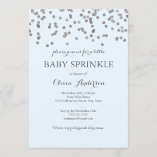 Silberne Konfetti Blaue Baby Sprinkle-Einladung Einladung