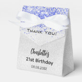 Silberne königsblaue Glitzer Glitzern Danke Geschenkschachtel (Vorderseite)