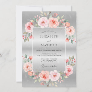 Silberne Korallen-Hochzeit im Petal-Look Einladung