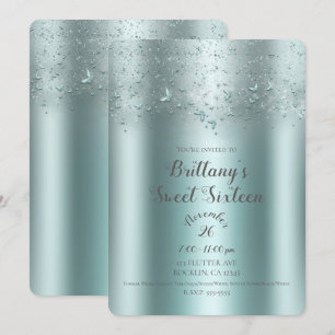 Silberne Krickente Aqua flatternde Butterfly Sweet Einladung