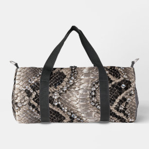 Silberne Kristall-Schlangenhaut Luxus Duffle Bag