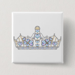 silberne Krone von Herzdiamanten Button