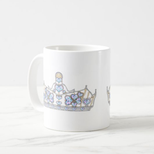 silberne Krone von Herzdiamanten Kaffeetasse (Vorderseite Links)
