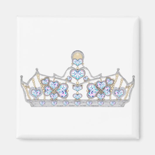 silberne Krone von Herzdiamanten Magnet (Vorne)