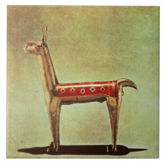 Silberne Lama-Figürchen, von Peru, nach 1438 Fliese (Vorderseite)