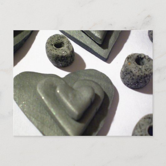 Silberne Liebe Herz Postkarte (Vorderseite)