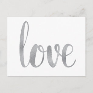 Silberne Liebe Postkarten, Folie Schriftart Postkarte