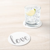 Silberne Liebe-Untersetzer, Glitter, rund Runder Pappuntersetzer (Vor Ort)