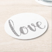Silberne Liebe-Untersetzer, Glitter, rund Runder Pappuntersetzer (Angewinkelt)