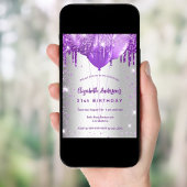 Silberne lila Glitzer-Ballons Luxus Einladung