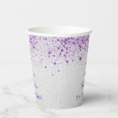 Silberne lila Glitzer-Staubmonogramm Pappbecher (Rechts)