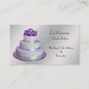 Silberne lila Hochzeitstorte Visitenkarten Visitenkarte