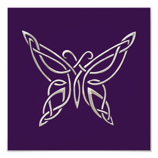Silberne Lila keltische Schmetterlingsknoten Fotodruck (Vorne)