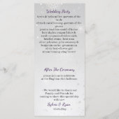 Silberne lila Schneeflocken Winterhochzeiten Programm (Rückseite)