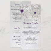 Silberne lila Schneeflocken Winterhochzeiten Programm (Vorne/Hinten)