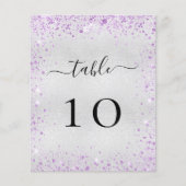 Silberne lila Violett-Glitzer-Tischnummer (Vorderseite)
