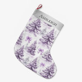 Silberne Lila Weihnachtsbaumen Bows Großer Weihnachtsstrumpf (Vorderansicht (hängend))