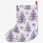 Silberne Lila Weihnachtsbaumen Bows Großer Weihnachtsstrumpf (Rückseite)