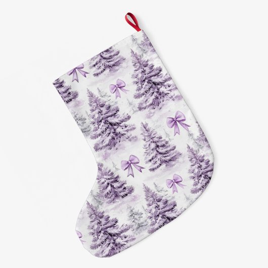 Silberne Lila Weihnachtsbaumen Bows Großer Weihnachtsstrumpf (Rückseite (Hängend))