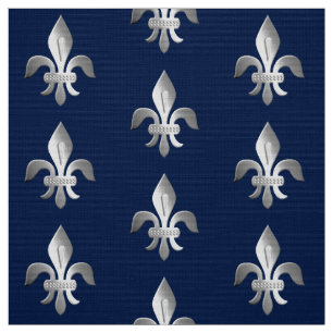 Silberne Lilie auf Indigoblau Stoff