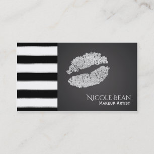 Silberne Lippen Glam Chic Schönheitssalon Make-up Visitenkarte