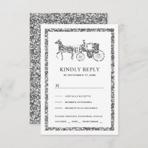 Silberne Märchenprinzessin-Hochzeit RSVP Karte