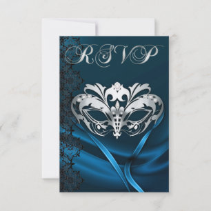 Silberne Masquerade Blaue Juwelen-RSVP-Einladung RSVP Karte