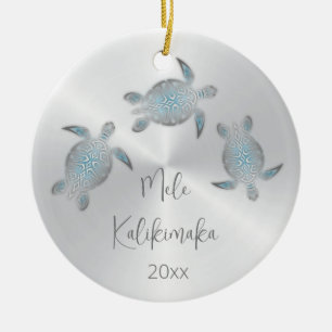 Silberne Meeresschildkröte-Tierhawaiianer Keramik Ornament