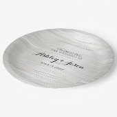 Silberne Metall-Hochzeitspapierplatte Pappteller (Schrägansicht)