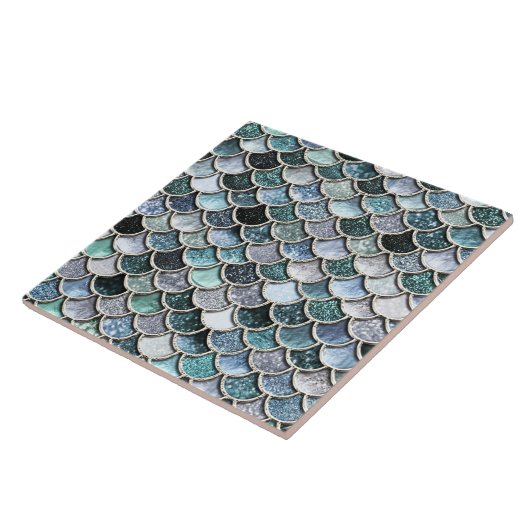 Silberne Metallfolien-Glitzer Mermaidscales Skalen Fliese (Seite)