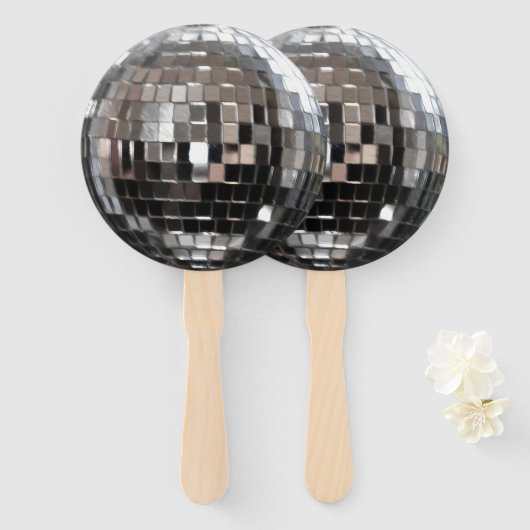 Silberne Metallic-Disco-Kugel Fächer (Vorne und Hinten)