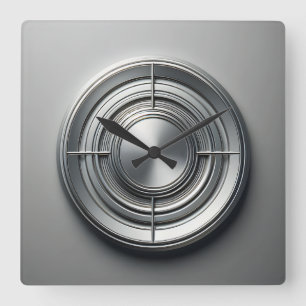 silberne Metallviertel Quadratische Wanduhr