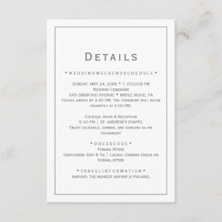 Silberne Minimalistische Hochzeitskarte Begleitkarte