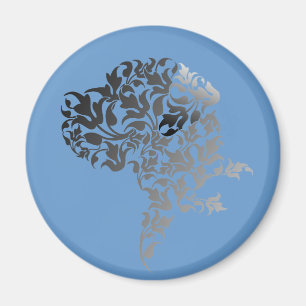 Silberne moderne florale Great Dane Illustration Magnet